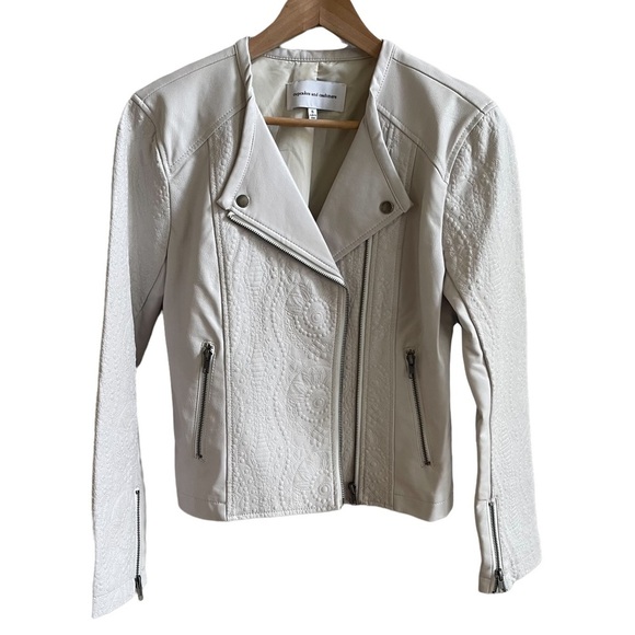 Cupcake and Cashmere White Faux Leather Moto Jacket Size: S - Picture 8 of 11